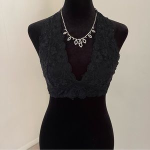 Black lace halter bralette